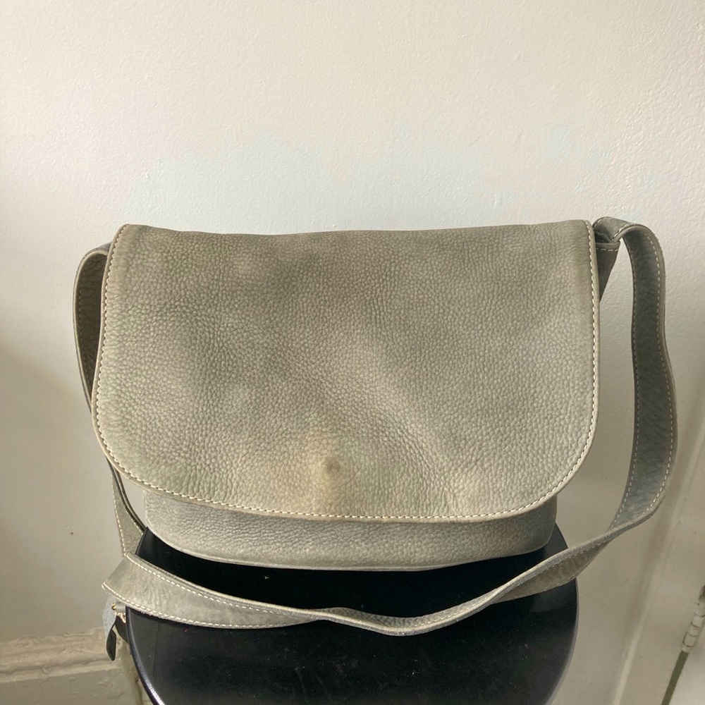 Vintage Coach shoulder strap bag. Grey nubuck leather